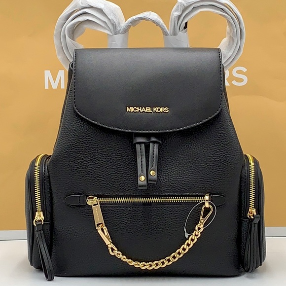 Michael Kors Handbags - MICHAEL KORS
Jet Set Medium CHAIN Pebbled Leather Backpack BLACK COLOR